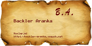 Backler Aranka névjegykártya